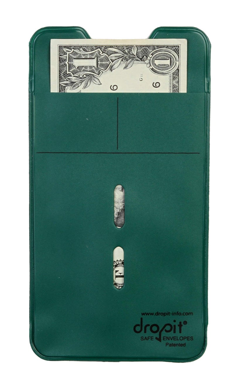 UBICON 50 Green Reuseable, Heavy-Duty Vinyl Dropit Safe Envelope for Depositing of Currency and Money, Size 50, Green - Image 1